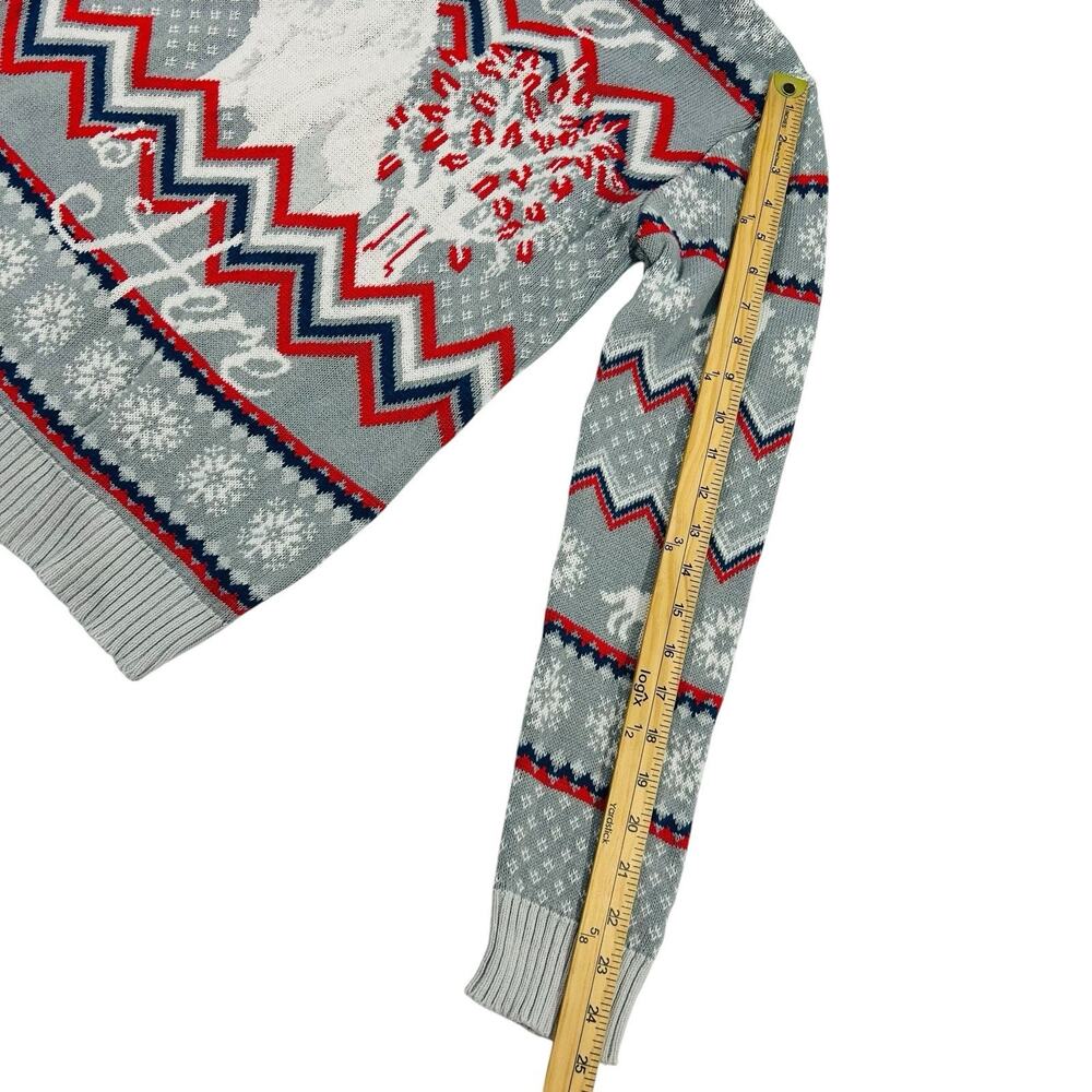 HBO GAMES OF THRONES Winter is Here Graphics Sweater Wolf Knit Gray Blue Red L - Picture 11 of 14